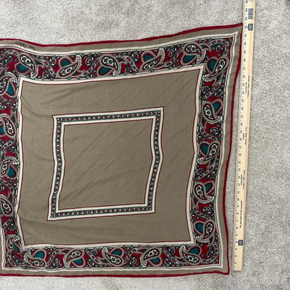 Vintage Nina‎ Belotti Paisley Silk Square Scarf Red Teal Beige Elegant Accessory